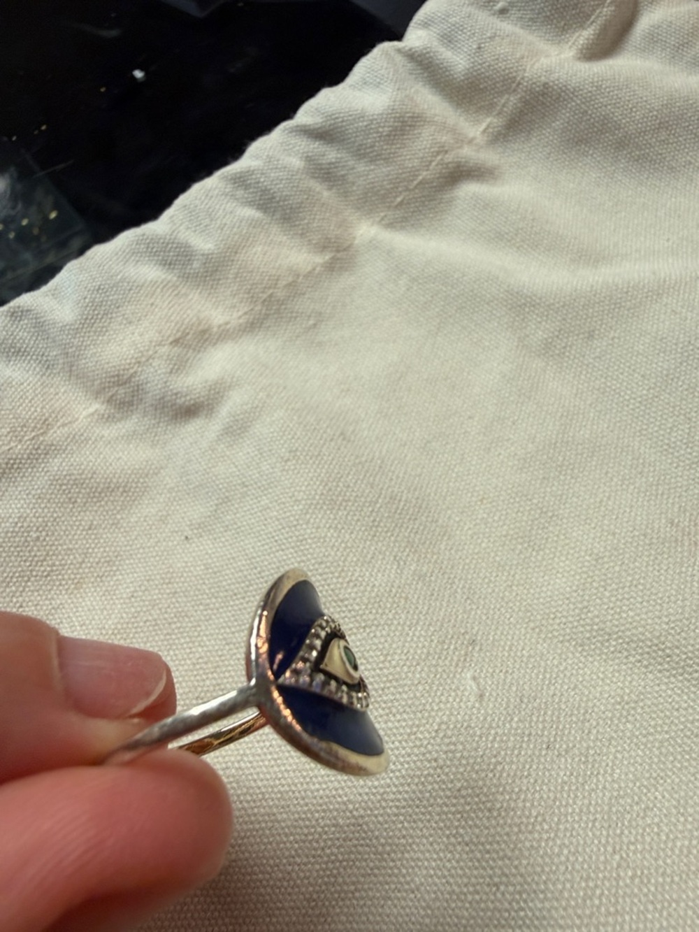 Gold Evil Eye Ring with Blue Enamel by Ross Simons size 7 - Picture 13 of 14